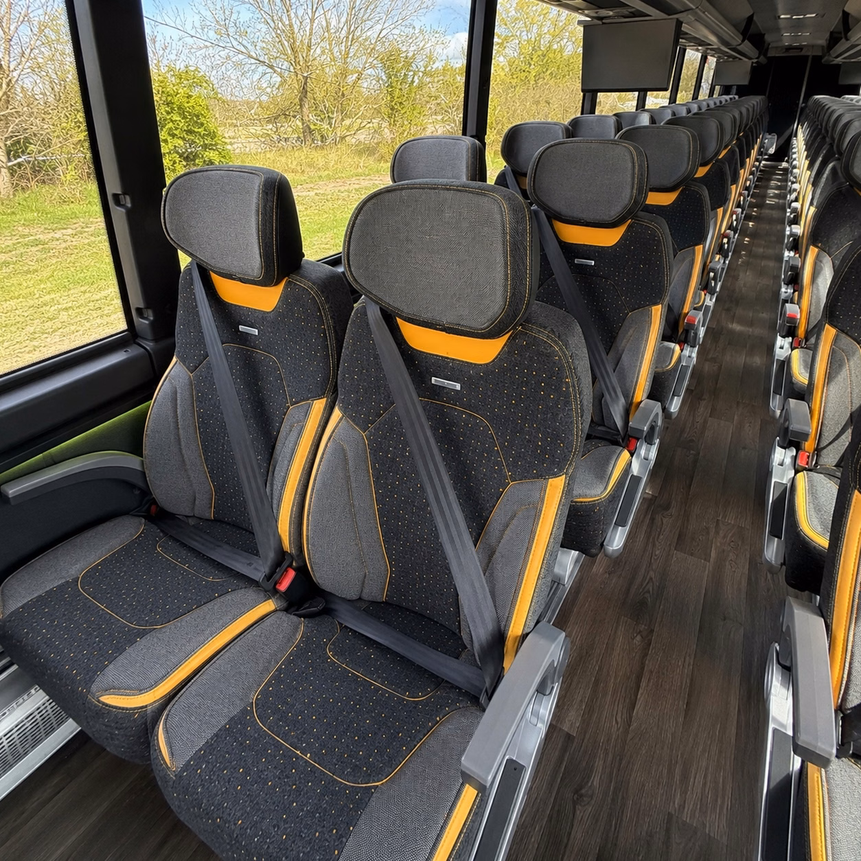 56 passenger charter bus inside
